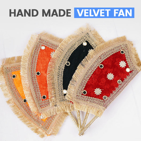 Hand Made Velvet Fan 1 pcs For Mendhi, Maiyu, party Decoration